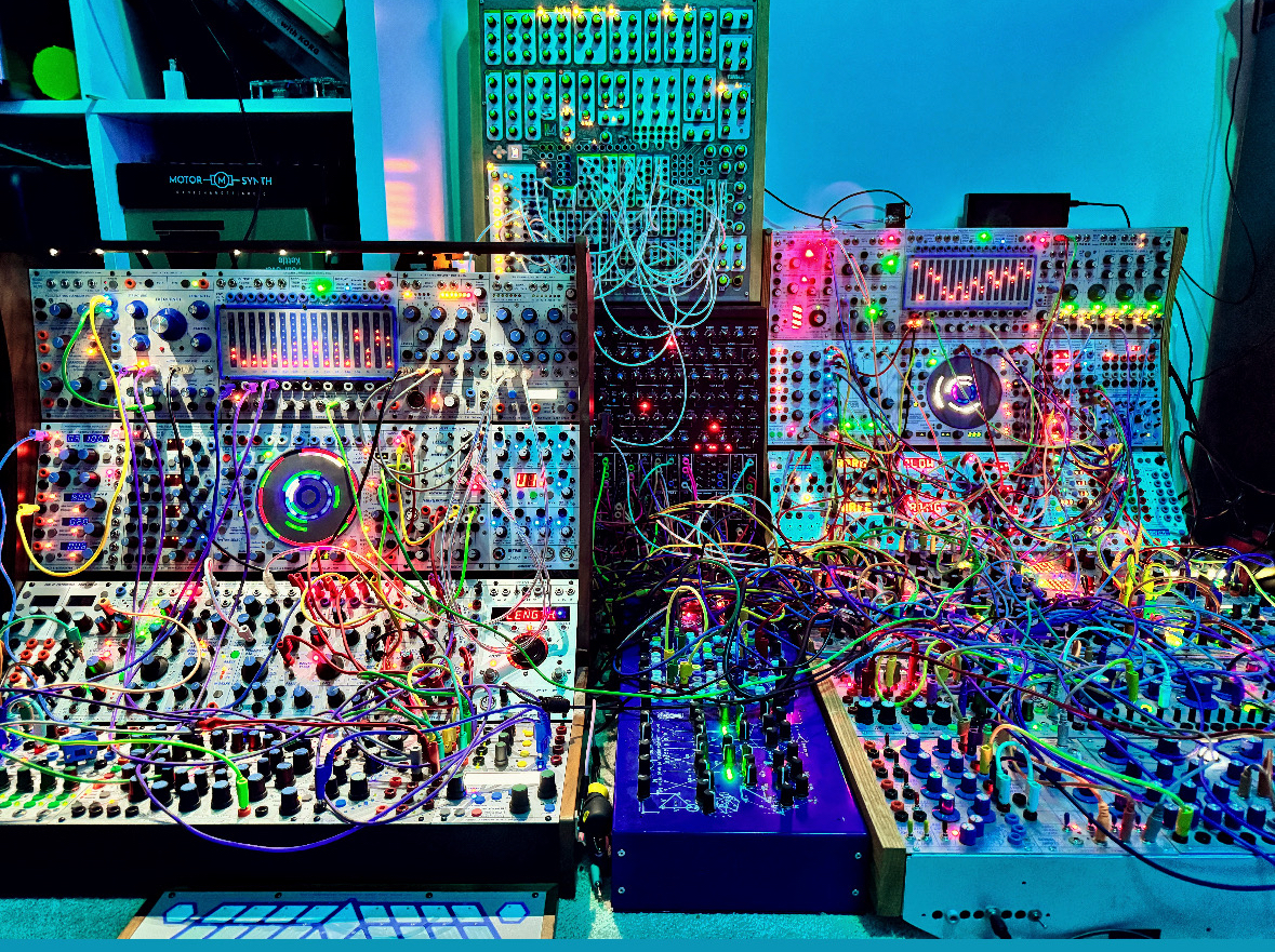 Detail of Richard Devine’s studio modular setup.